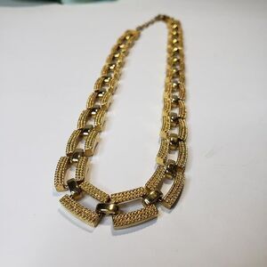 Vintage Napier Gold Tone Square Box Choker Length Necklace Stamped Double Bar